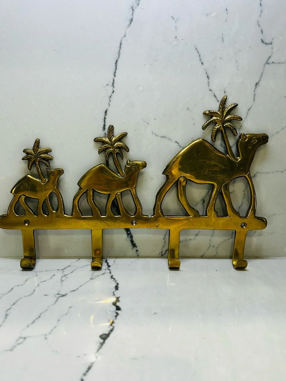 Brass Camel Wall Hook Rack - Gold Decorative Hooks